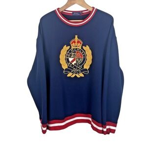 Polo Ralph Lauren Mens 3XB Crown Crest Crewneck Sweatshirt Red Navy Blue NWOT